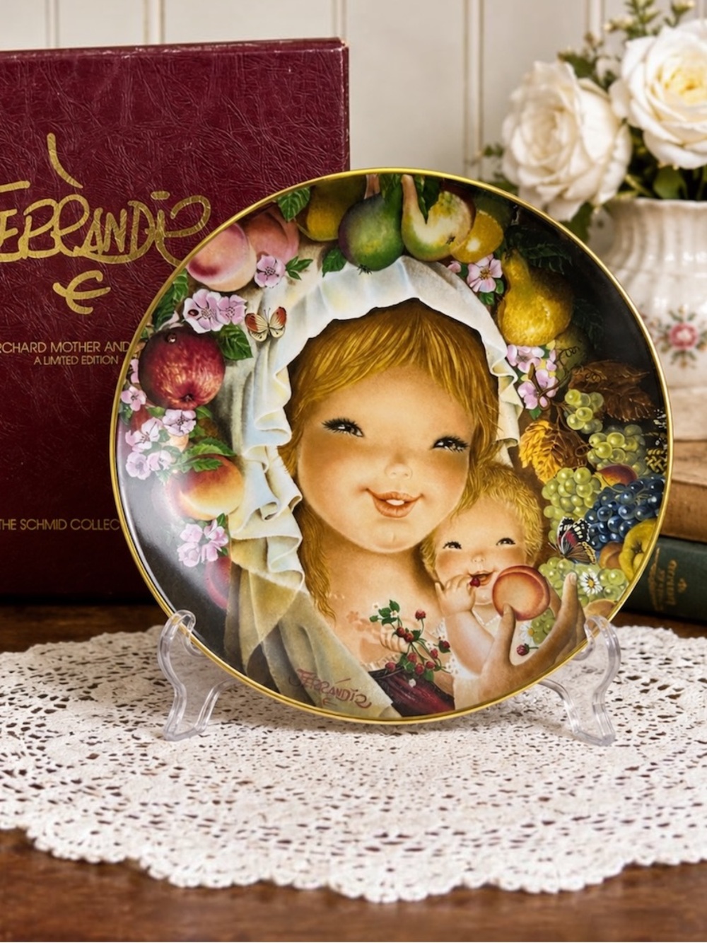 Schmid Ferrandiz Orchard Mother Child Plate 1977 LE 678/10000 10” w/ Box Germany